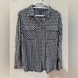 Eddie Bauer Black and White Gingham Plaid Women’s XL Flannel Shirt, EUC